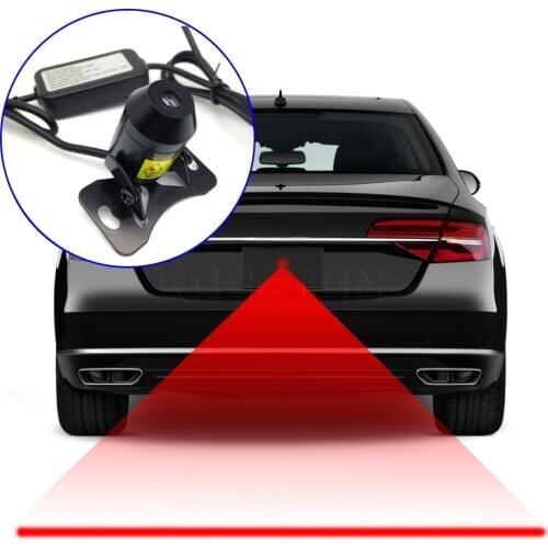 LSlight Red Line Anti Collision Rear-end Car Laser Tail Fog Light Auto Brake Parking Lamp Rearing Warning Light Styling 12V 24V