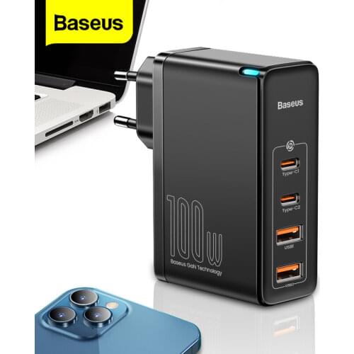 Baseus 100W GaN USB C Charger Quick Charge 4.0 QC 3.0 Type C PD Fast Chagring For iPhone 12 Samsung Xiaomi Macbook Phone Charger