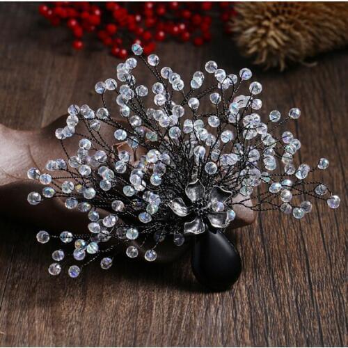 Handmade Beaded Lady Accessories Wedding Bridal Party Vase Shaped Bouquet Red/Black/White