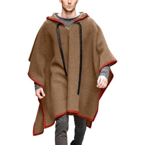 Plus Size Vintage Men Coat Halloween Gothic Cape Coat Batwing Sleeve Autumn And Winter Men Hooded Jacket