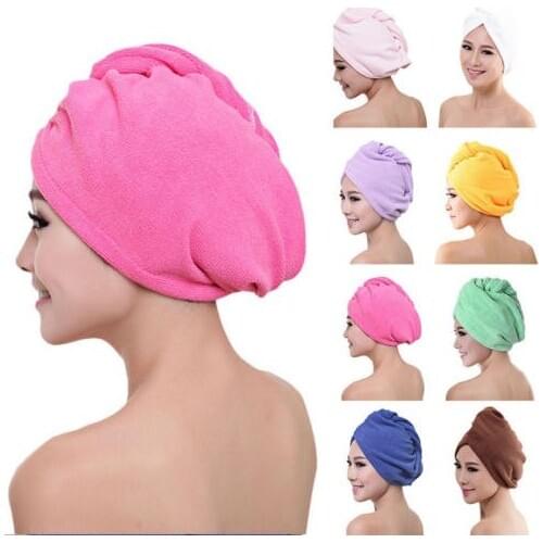 1 pc Microfiber Bath Towel Hair Dry Quick Drying Lady Bath towel soft shower cap hat for lady man Turban Head Wrap Bathing Tools