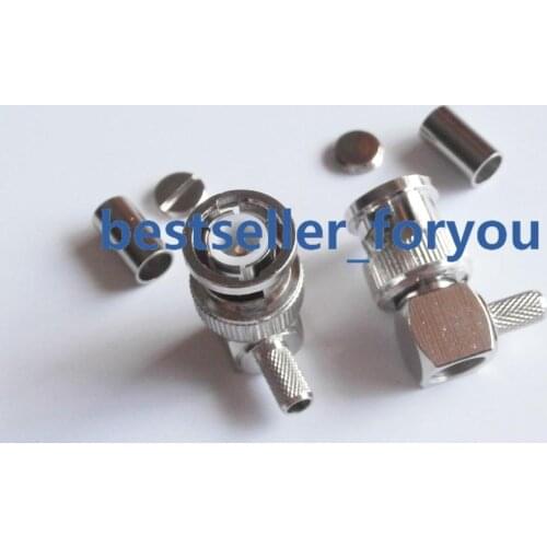 1Pcs BNC Male Plug Right Angle Crimp For RG58 RG400 RG142 RFC195 RF Connector