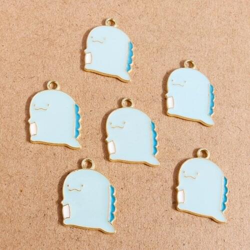 10pcs 17*21mm Cartoon Enamel Shark Charms for Jewelry Making Alloy Animal CHarms Pendant Fit Necklaces Earrings DIY Accessories