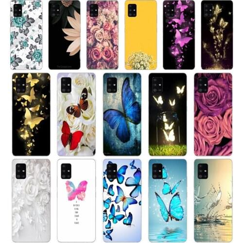 19 butterfly roses flower Soft Silicone Tpu Cover phone Case for Samsung Galaxy A31 A41 A51 A71 A40 2019 Case