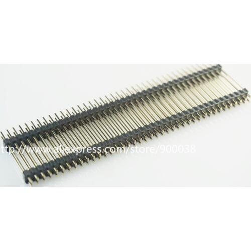 5pcs 25 mm Height 2x40 P 80 Pin 2.54mm Pin Header male dual row dual plastic base insulator straight through hole gold