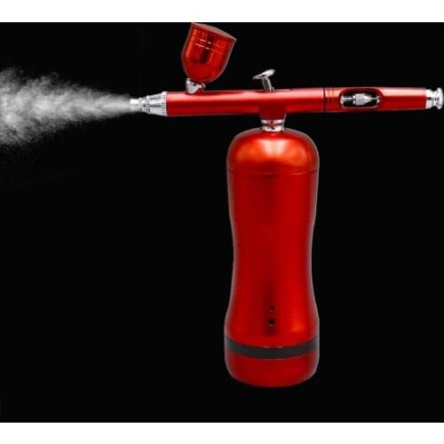 Airbrush kit compressor auto start stop replace battery body art desgn mini diy car spray paint chrome plating air brush set