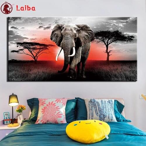 DIY Diamond Painting Sunset plains animals elephants Diamond Mosaic Full Drill Square round stones Cross Stitch Handmade Hobby
