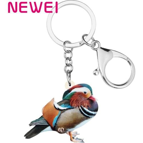 Newei Acrylic Mandarin Duck Keychains Lovely Bird Animal Keyring Jewelry For Women Girls Lover Novelty Gifts Wallet Accessories