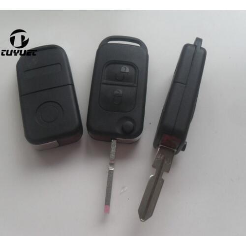 Flip Remote Key Shell 3 Buttons For Mercedes-Benz Folding Key Case 4 Track HU39 Blade