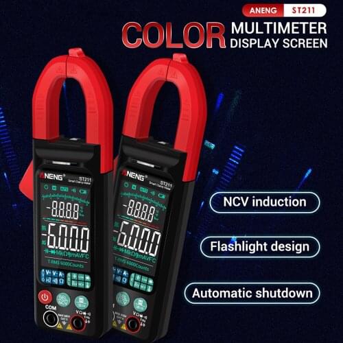 New ST211 Digital Clamp Meter 6000 Counts Multimeter DC/AC Voltage Current Tester Car Amp Hz Big Color Screen NCV Ohm Test