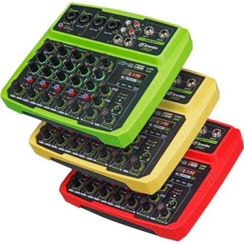 Debra Audio FR6 6Channel Mini DJ Console Portablle Mixer with BT4.0 Soundcard MP3 Reverb for PC recording Karaoke band mixing