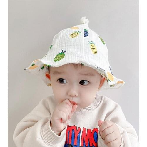 Summer Baby Sun Hat Cartoon Fruit Print Sun Protection Skin Friendly Newborns Unisex Fisherman Cap for Outdoor