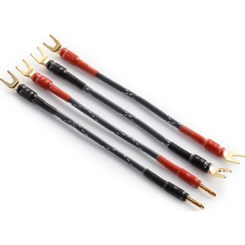 HiFi MPS 99.99997%OCC+3u Gold plated connectors U-banana speaker jump cable Speaker audio cable