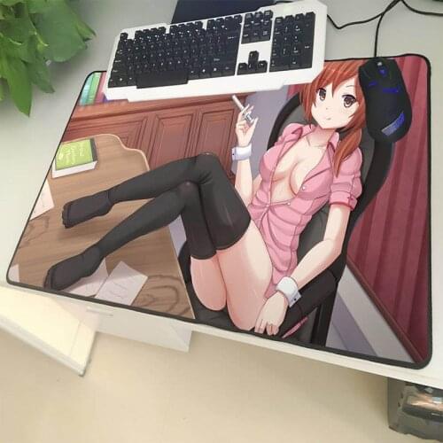 XGZ Large Size Gaming Mouse Pad Black Lock Edge Cartoon Sexy Nurse Stockings Laptop PC Table Mat Rubber Non-slip Universal Type