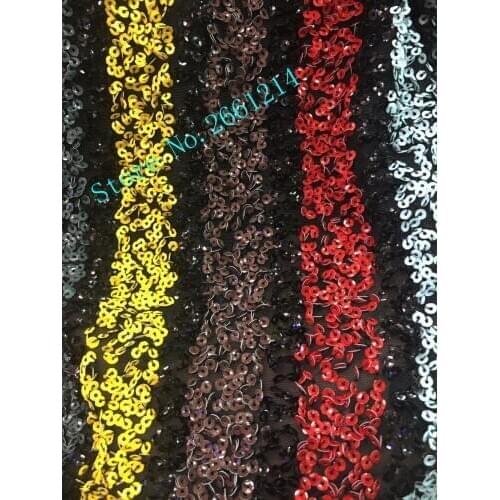 Graceful African net lace textile with full sequins BZL-1710 French tulle embroidery lace fabric