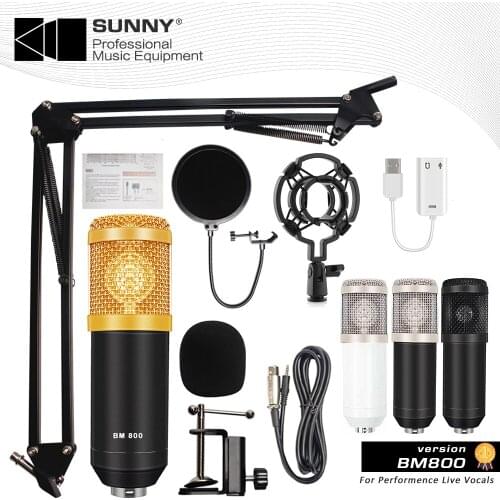 BM 800 bm-800 Condenser microphone Studio Recording Kits with 48V Phantom Power for Computer Phantom Power for Computer Karaoke