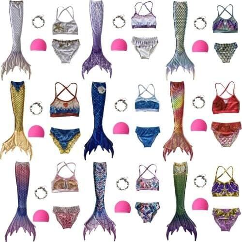 Swimsuit Mermaid Kids Mermaid Swimsuit Bikini Girls Mermaid Tail with Finned Swimsuit Childs Wear Split Tail Clothing Swimwear