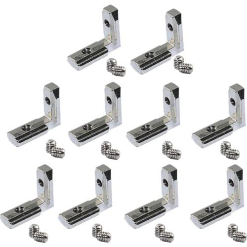 LBER 20Pcs T Slot L-Shape Interior Inside Corner Connector Joint Bracket for Aluminum Extrusion Profile 2020 Series Slot 6mm