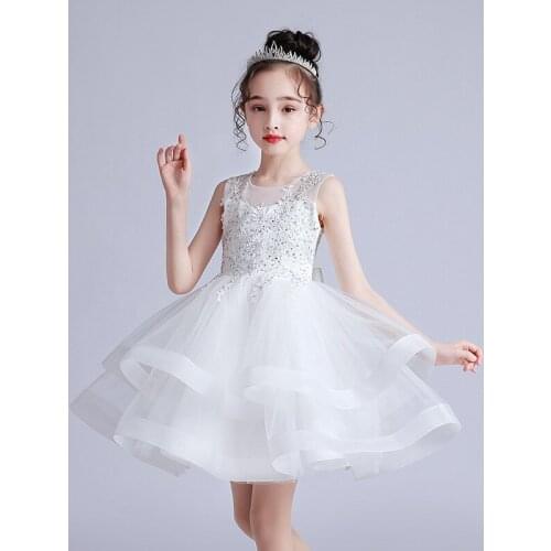 Summer Girls Clothes Fluffy Wedding Dress Skirt Children Princess Dresses 3-12 Years Old Teenage Activity Performance Clothing