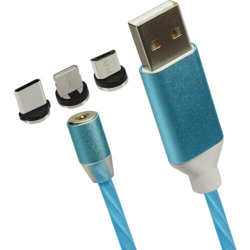 Magnetic USB Cable For Xiaomi Huawei iPhone Fast Charging Cable Type C Android Micro Three in one Phone Charger LED Cable 1m