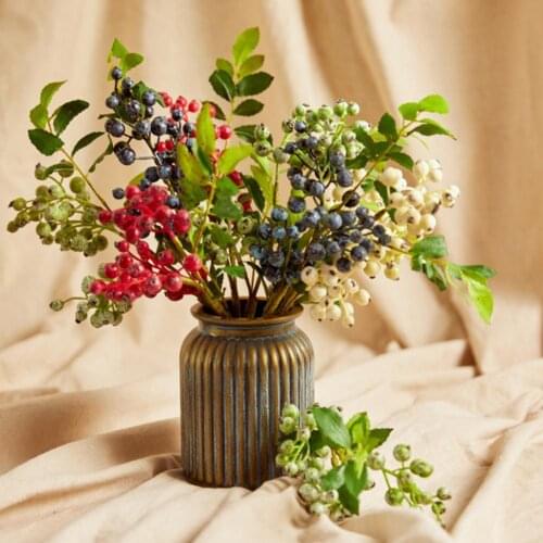 Mini Artificial Berries Flower Christmas Fruit Fake Berry and Small Foam Flowers Decoration Wedding Home Table Plant Arrangment