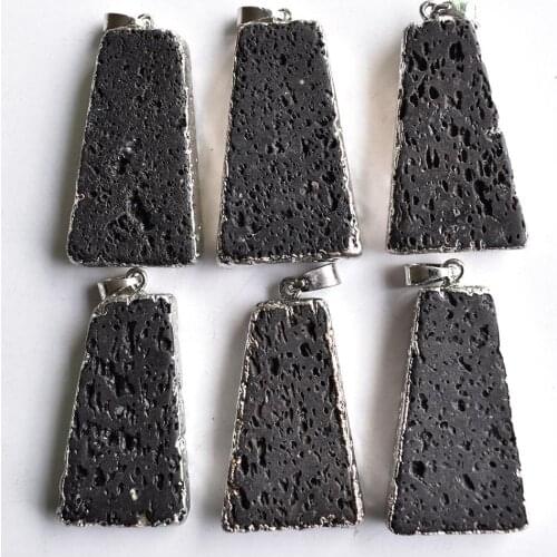 Fashion natural Volcanic Rock ladder shaped pendulum pendants charms for jewelry making 6pcs/lot wholesale free shipping