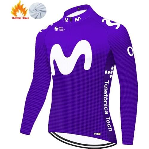 Movistar Winter Thermal Fleece Camisa De Ciclismo Джерси Велосипедная Fietskleding Heren Maillot Ciclismo Cycling Jersey Men