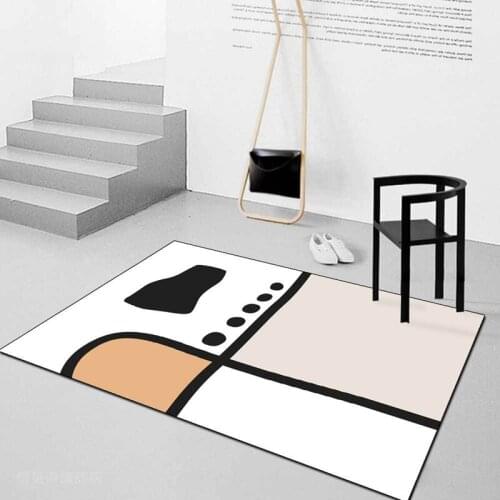 Children Study Room Non-Slip Area Rugs Geometric Morandi Imitation Cashmere Bathroom Absorbent Carpet Bedroom Bedside Floor Mat