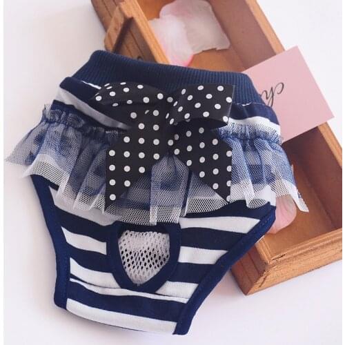 2021 New Cute Pet Dog Striped Sanitary Physiological Pants Panty In Season Diaper for Puppy Female Lovely Underwear Pet Briefs
