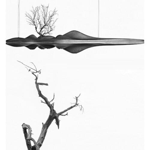 New Chinese Japanese Solid Wood Pendant Ligh Creative Retro Branch Lamp for Dining Kitchen Island Wooden Indoor Lighting Decor