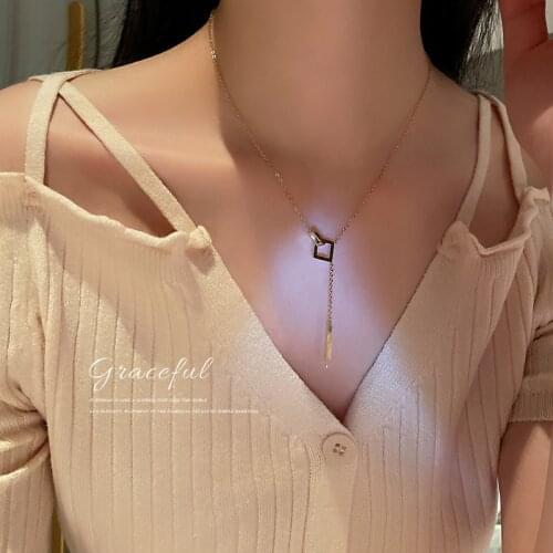 Titanium steel Korean new geometric square necklace clavicle chain necklace temperament design sense item ornaments women