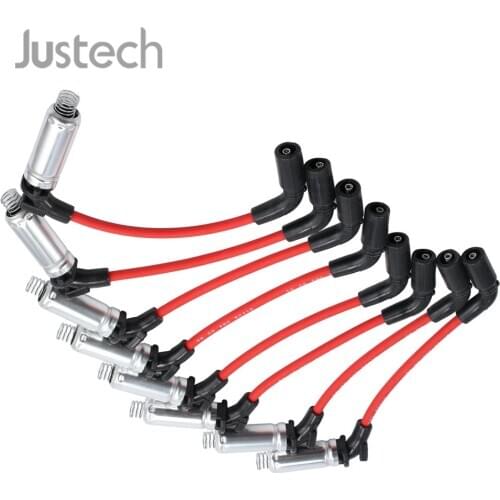 Justech 100% New Construction 8 pcs Spark Plug Ignition Wire For CHEVY 1999-2006 UltraLow Resistance KEVLAR Core