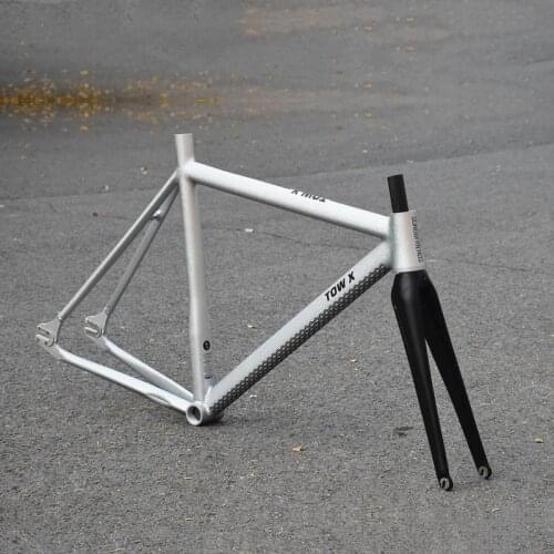 2021 New Style Fixie Bike Frame Single Speed Fixed Gear Track Bicycle Frame For V Brakes Carbon Fiber Fork 55cm
