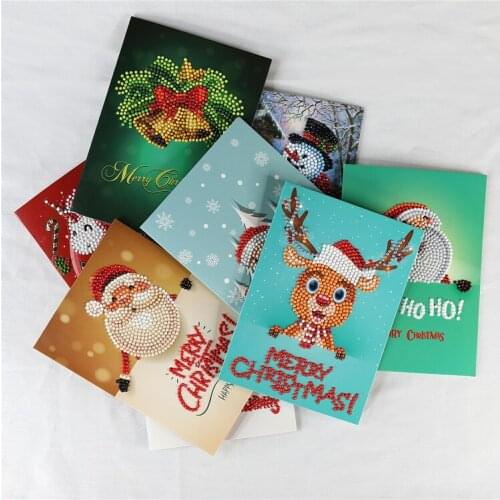 Christmas Diamond Drawing Greeting Card 5D Creative Handmade DIY Diamond Drawing Card Festival Blessing Card
