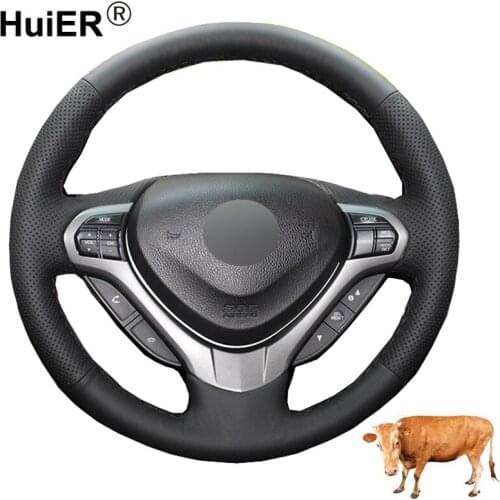 Hand Sewing Car Steering Wheel Cover Top Cow Leather Funda Volante Braid on the Steering wheel For Honda Spirior OId Accord