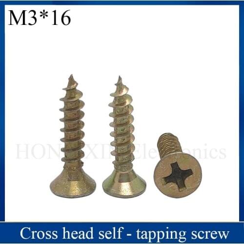 M3*16 Zinc Plated Cross head self - tapping screw dry wall nail flat head wood screw