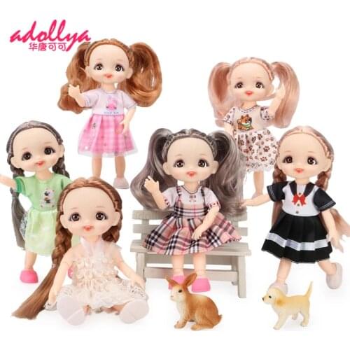 Adollya 6pcs 1/12 Doll for Girl Cute Ball-Jointed BJD Doll Full Set with Dolls Clothes Shoes Fashion Dress DIY Toy Gift for Girl