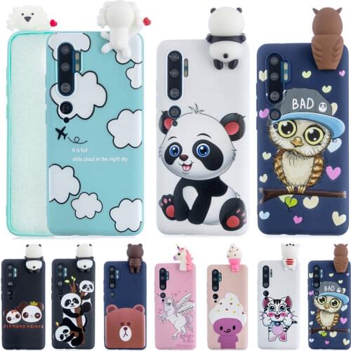 Silicone Case For Xiaomi mi Note 10 Lite Case note 10 Pro Soft TPU 3D Bear Cat Owl Cover For xiaomi mi 10 mi note10 fundas