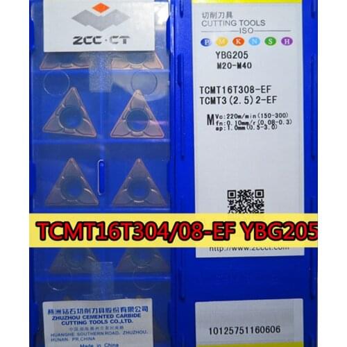 TCMT16T304-EF TCMT16T308-EF TCMT16T304-EM TCMT16T308-EM YBG205 100% original Zcc.ct Carbide insert processing: stainless steel