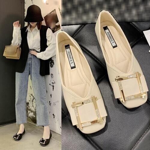 Sweet Casual Flat Shoes for Women, Korean Style Fashion Square-toe Pumps