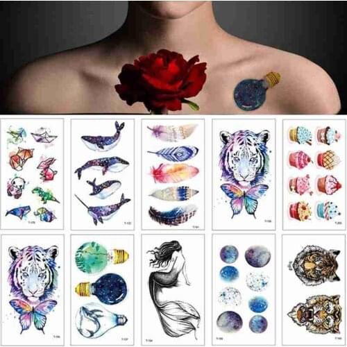 Waterproof Tattoo Stickers Body Art 3d Color Simulation Animal Feathers Small Fresh Stickers Fake Flash Tattoo Dress Up