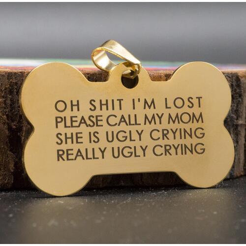 Funny Custom Dog ID tag Stainless Steel Name Tag for Dogs Cats Puppies Collar Anti-Lost Dog Supplies Pet Products