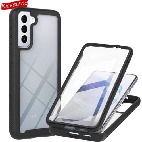 Front Screen Protector Case For Samsung S21 Plus 5G S20 FE Solid Shockproof Clear Cover For Note 20 Hard PC + Soft Silicone Bags