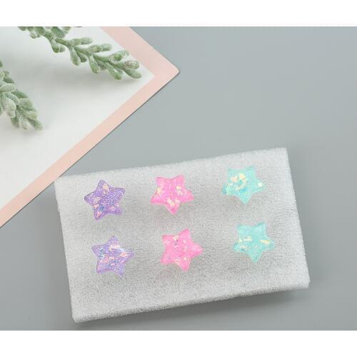 1pair 17*17mm ColorfulGlitter Resin star Stud Earrings for Kids Girls Teens Jewelry
