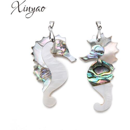 XINYAO 1pc Natural Freshwater Abalone Seahorse Shell Charms Pendant For Diy Seahorse Necklace Pendant Jewelry Findings