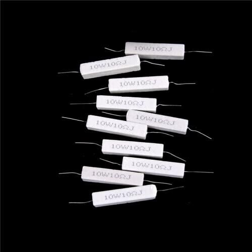 10 Pieces 10W 10 ohm 10R Resistance Ceramic Cement Resistor 5% DIY Kit