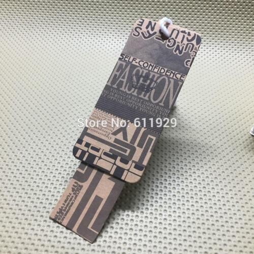 Custom retro clothing kraft paper tags/garment printed tags/cardboard tags printing/clothing main label/brand/logo 1000 pcs