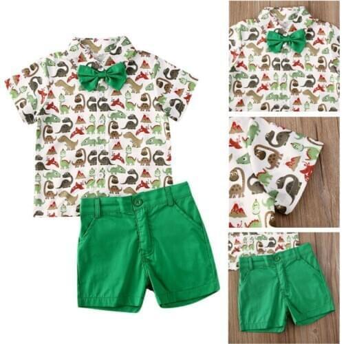 2PCS Toddler Kids Baby Boys Clothes T Shirt Tops Solid Shorts Pants Summer Outfits