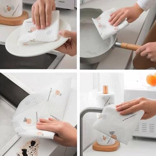 50Pcs/Roll Reusable Kitchen Cleaning Dish Cloths Organic Dish Cloths Bamboo Towels Lazy Wipes Kitchen Towels