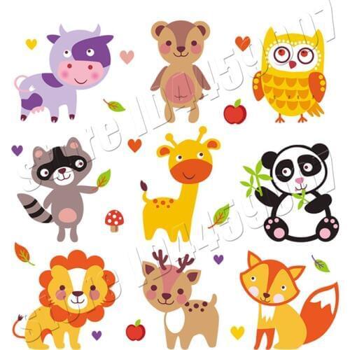 9Pcs/Lot Cartoon Animal Stickers Boys Girls Clothes Decoration A-Level Washable Diy Accessory Parches Heat Transfer